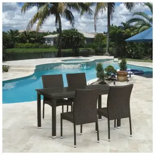 Обеденный комплект плетеной мебели из искусственного ротанга T256A/YC380A-W53 Brown (4+1) + подушки на стульях