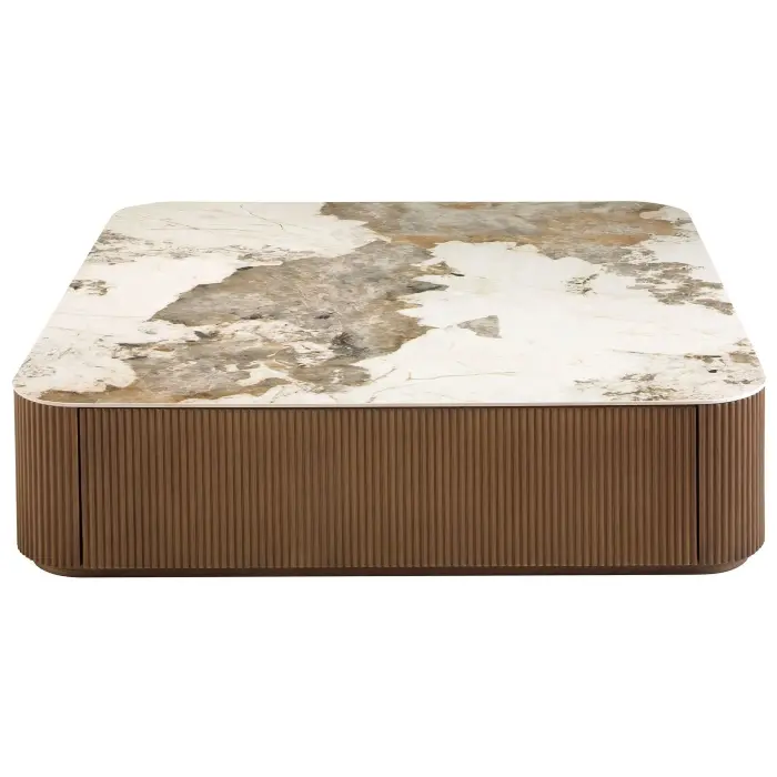 Журнальный столик 2140/CT23067 из ореха и керамики в мраморной отделке