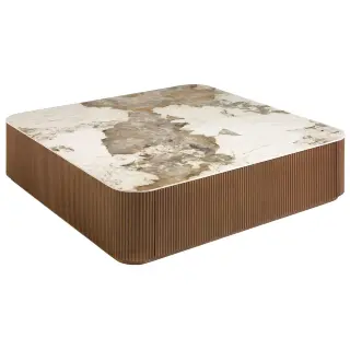 Журнальный столик 2140/CT23067 из ореха и керамики в мраморной отделке