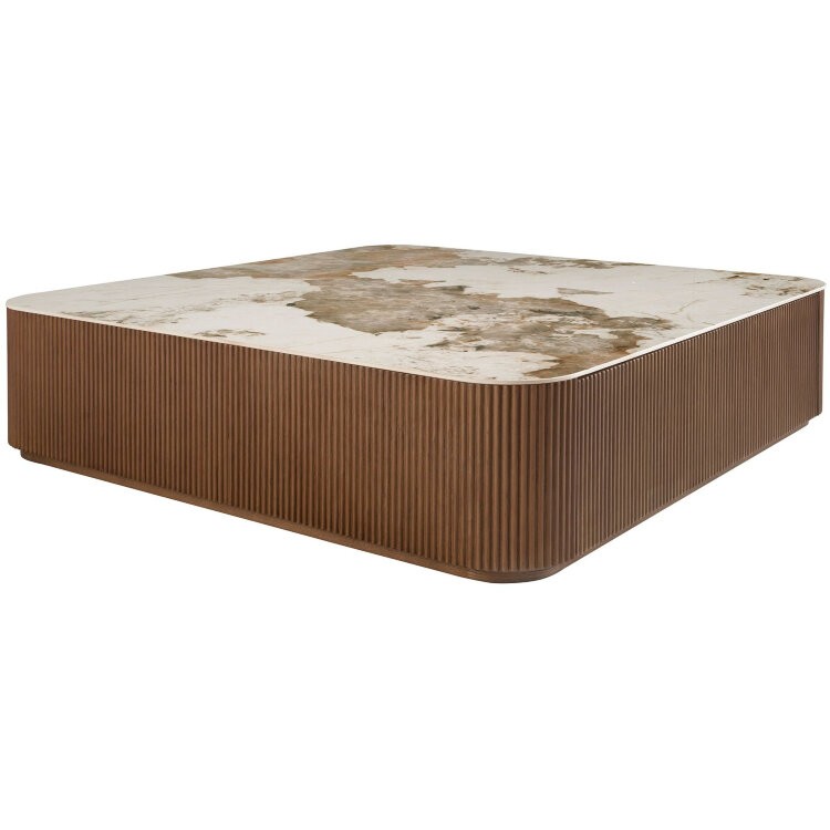 Журнальный столик 2140/CT23067 из ореха и керамики в мраморной отделке