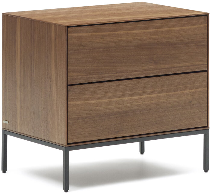 Vedrana Прикроватная тумба из орехового шпона со стальными ножками 60 x 55 см
