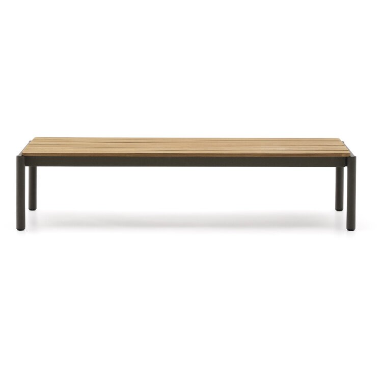 Журнальный столик Sorells из зеленого алюминия и тикового дерева 63 x 144,6 см