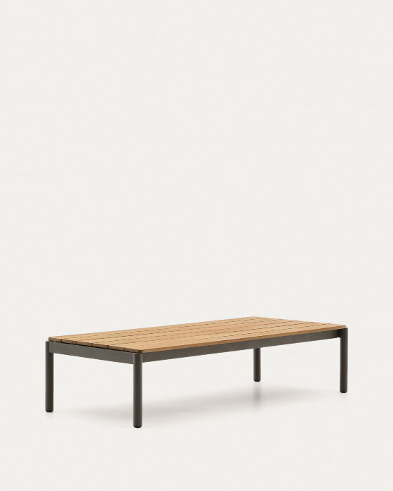 Журнальный столик Sorells из зеленого алюминия и тикового дерева 63 x 144,6 см