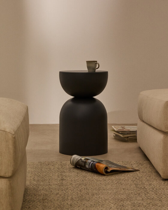 Приставной столик Rachell металл с серой окраской Ø30,5 см