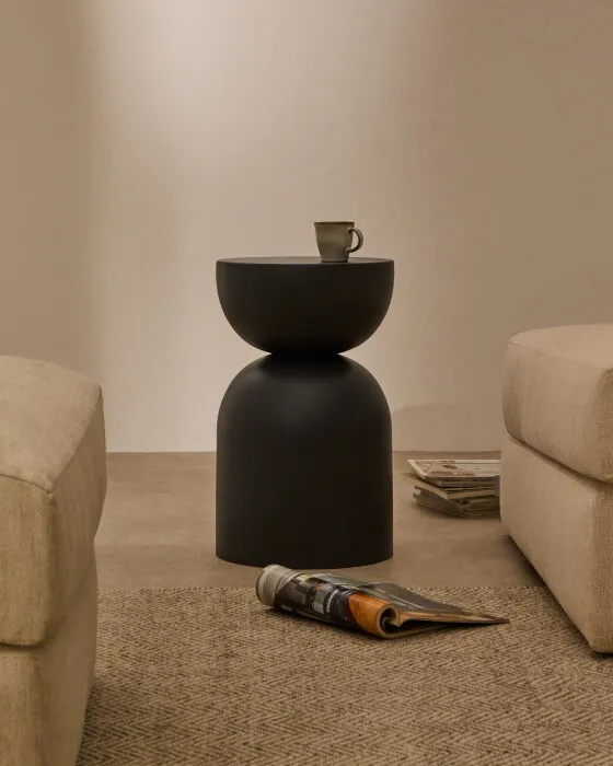 Приставной столик Rachell металл с серой окраской Ø30,5 см