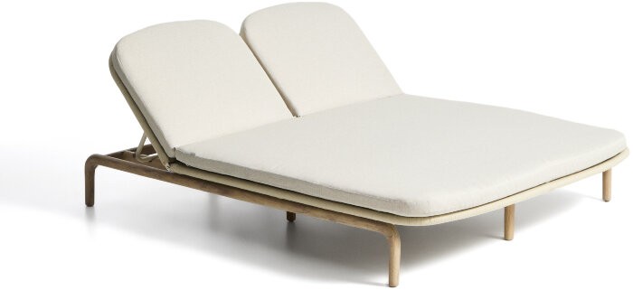 Двойной шезлонг Alipa из массива акации и веревки цвета экрю