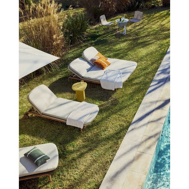 Двойной шезлонг Alipa из массива акации и веревки цвета экрю