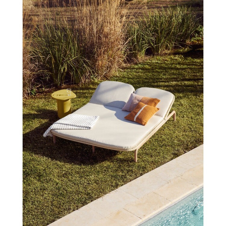 Двойной шезлонг Alipa из массива акации и веревки цвета экрю