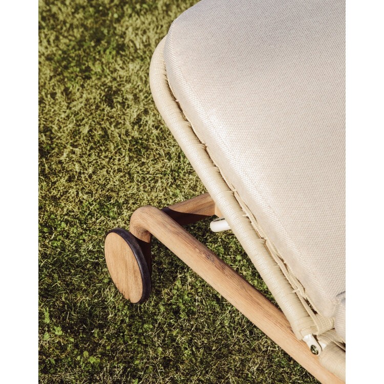 Двойной шезлонг Alipa из массива акации и веревки цвета экрю