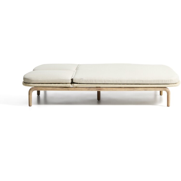 Двойной шезлонг Alipa из массива акации и веревки цвета экрю