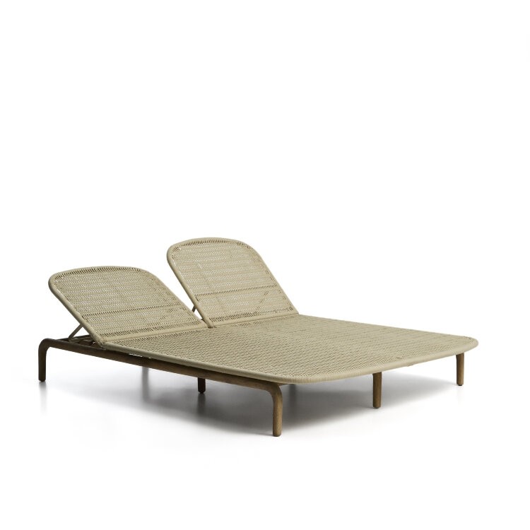 Двойной шезлонг Alipa из массива акации и веревки цвета экрю