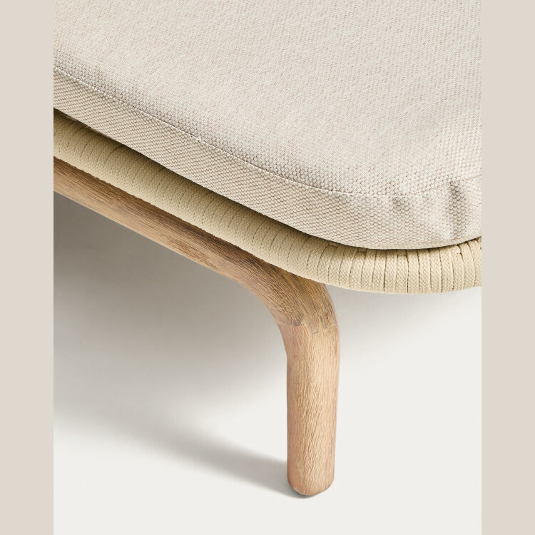 Двойной шезлонг Alipa из массива акации и веревки цвета экрю