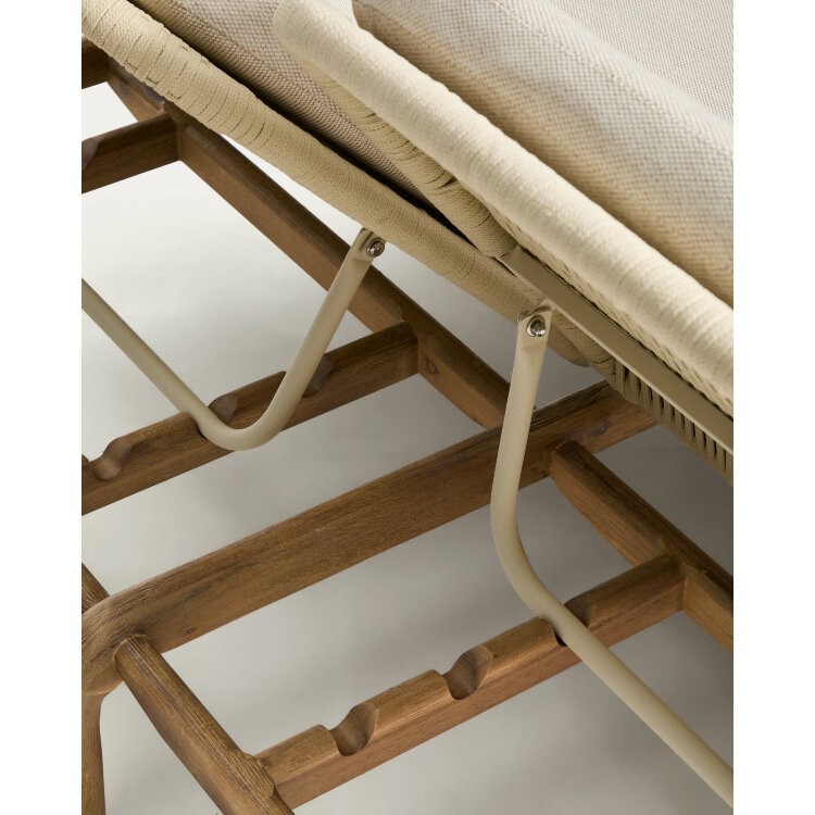 Двойной шезлонг Alipa из массива акации и веревки цвета экрю