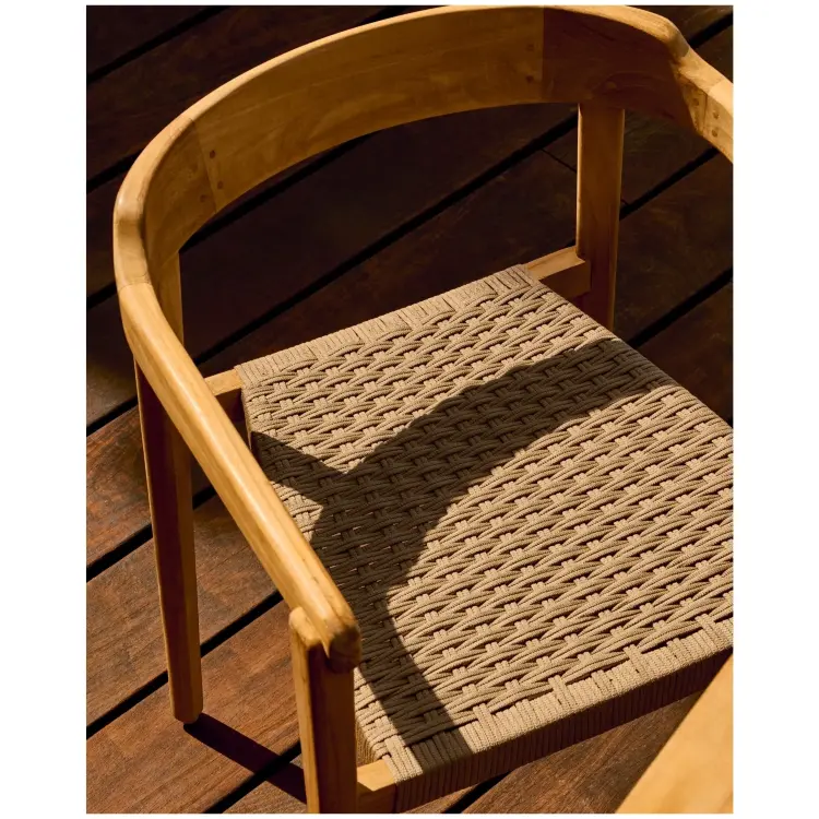 Стул Icaro из массива тикового дерева с натуральной отделкой и веревочным шнуром