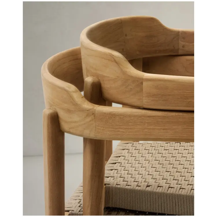 Стул Icaro из массива тикового дерева с натуральной отделкой и веревочным шнуром