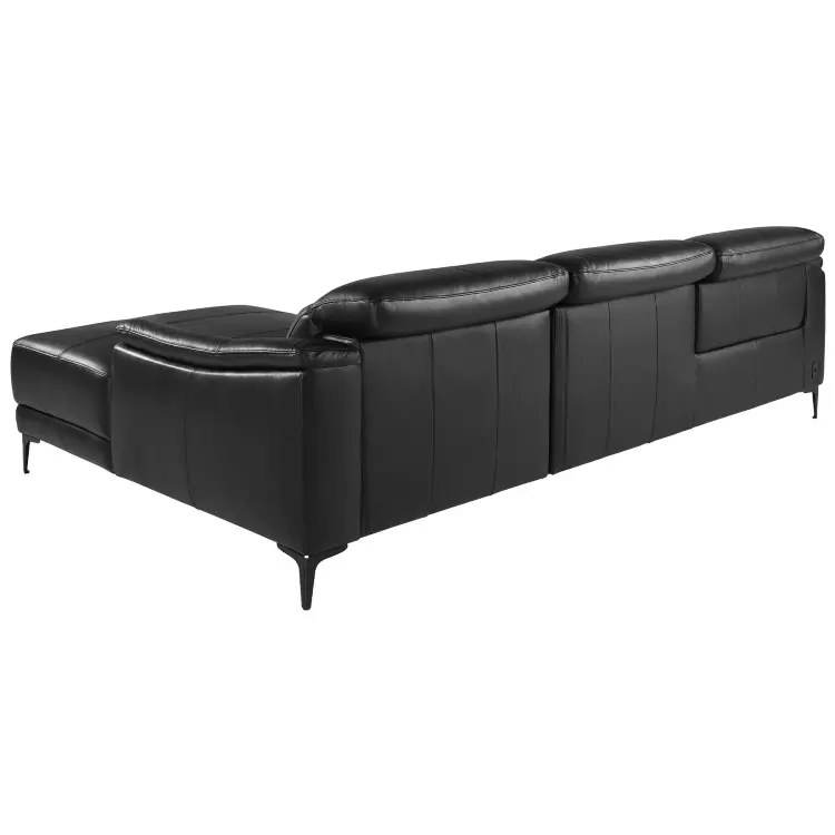 Угловой диван с реклайнером правый 6205/KM6285-R-T541040 из черной кожи