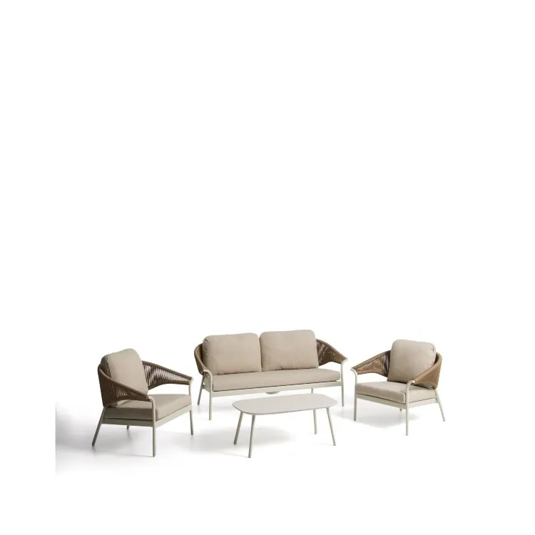 Комплект садовой мебели Zuara алюминия цвета экрю и коричневой веревки