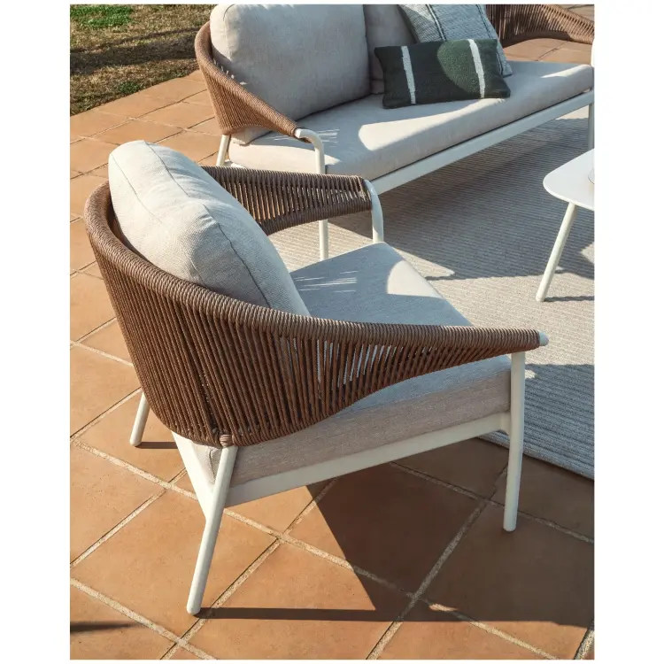 Комплект садовой мебели Zuara алюминия цвета экрю и коричневой веревки