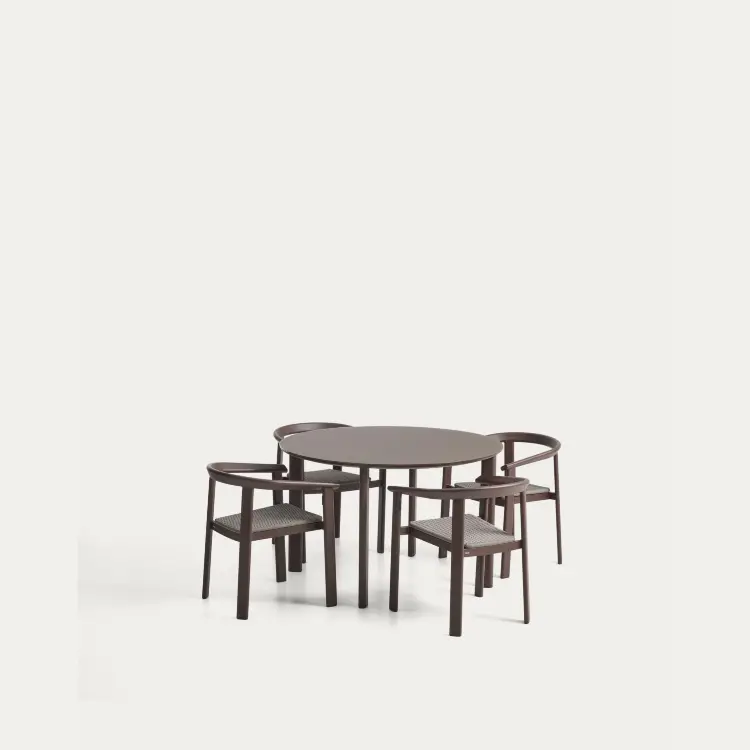 Комплект садовой мебели Erice стол и 4 стула из коричневого алюминия и веревки