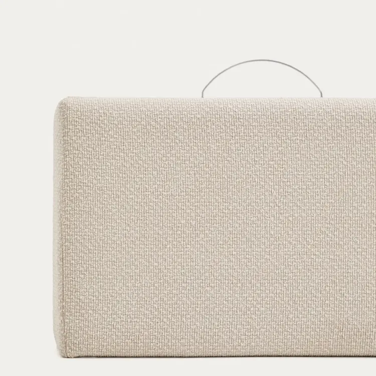 Основание кровати Nelzi с боковым открыванием из шенилла цвета экрю для матраса 90 x 200 см