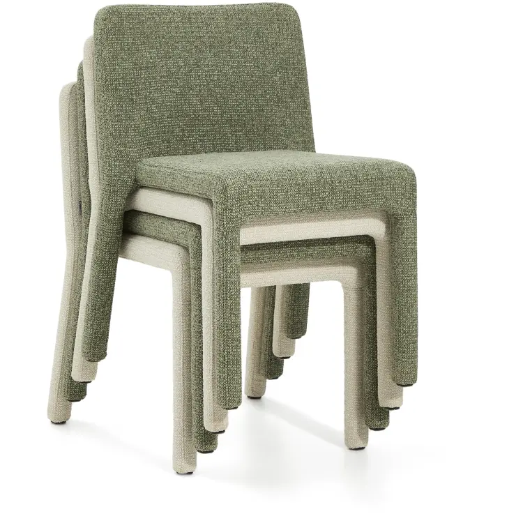 Штабелируемый стул Loria из зелёного шенилла