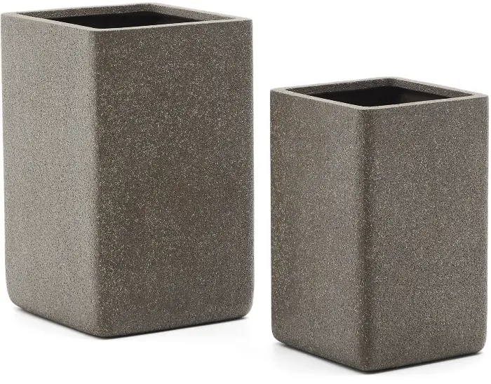 Набор из 2 высоких кашпо Minoa коричневого цвета из песчаника 44 x 44 см