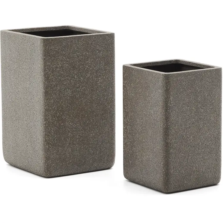 Набор из 2 высоких кашпо Minoa коричневого цвета из песчаника 44 x 44 см