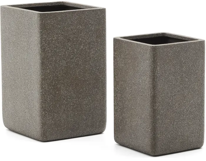 Набор из 2 высоких кашпо Minoa коричневого цвета из песчаника 44 x 44 см