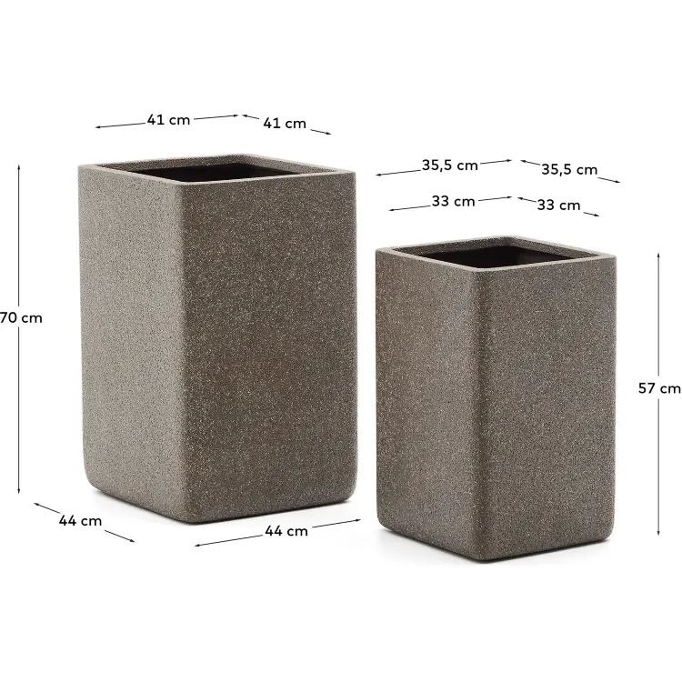 Набор из 2 высоких кашпо Minoa коричневого цвета из песчаника 44 x 44 см