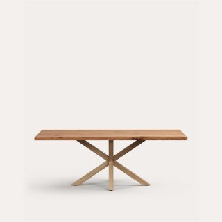 Стол Argo из дубового шпона в натуральной отделке и стальными ножками с имитацией дерева, 220 x 100