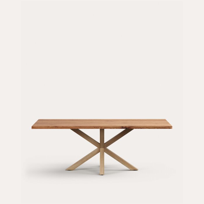 Стол Argo из дубового шпона в натуральной отделке и стальными ножками с имитацией дерева, 220 x 100