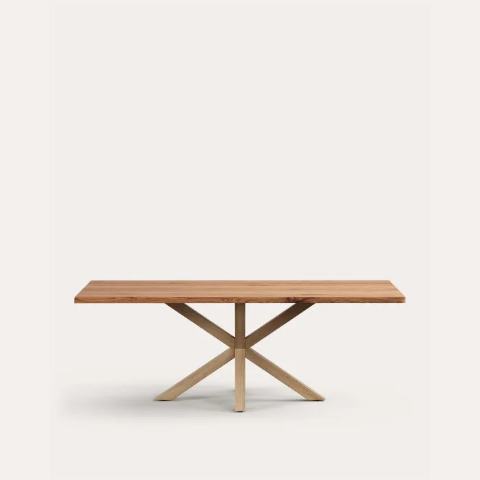 Стол Argo из дубового шпона в натуральной отделке и стальными ножками с имитацией дерева, 220 x 100