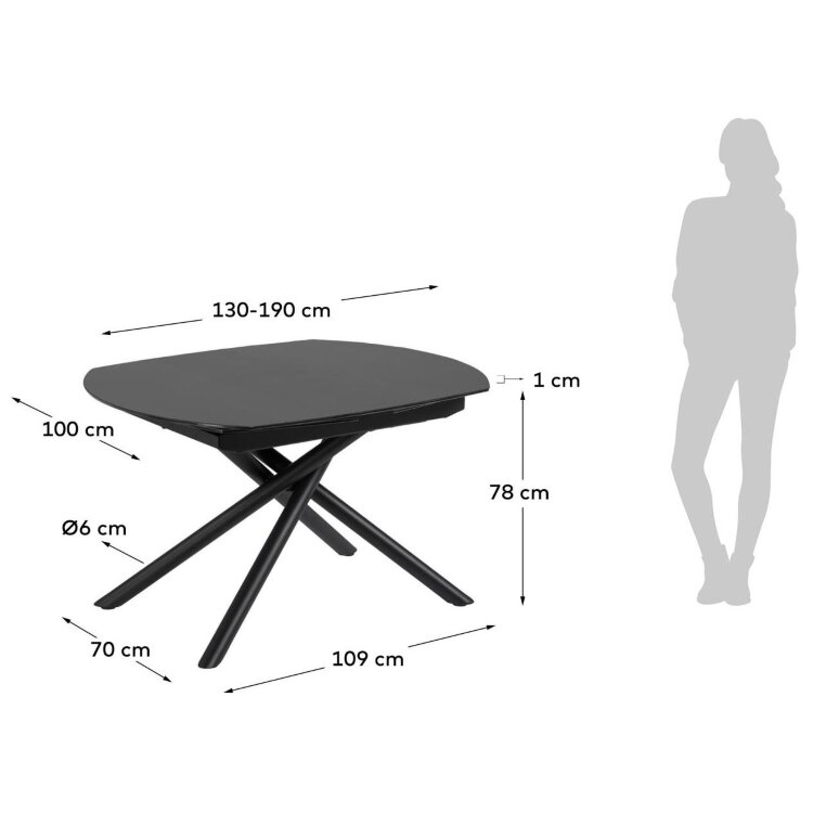 Раздвижной стол Yodalia 130 (190) x 100 cm стекло