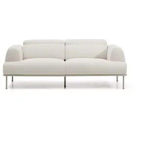 2-местный диван Aurum из шенилла цвета экрю и бежевого металла 210 см