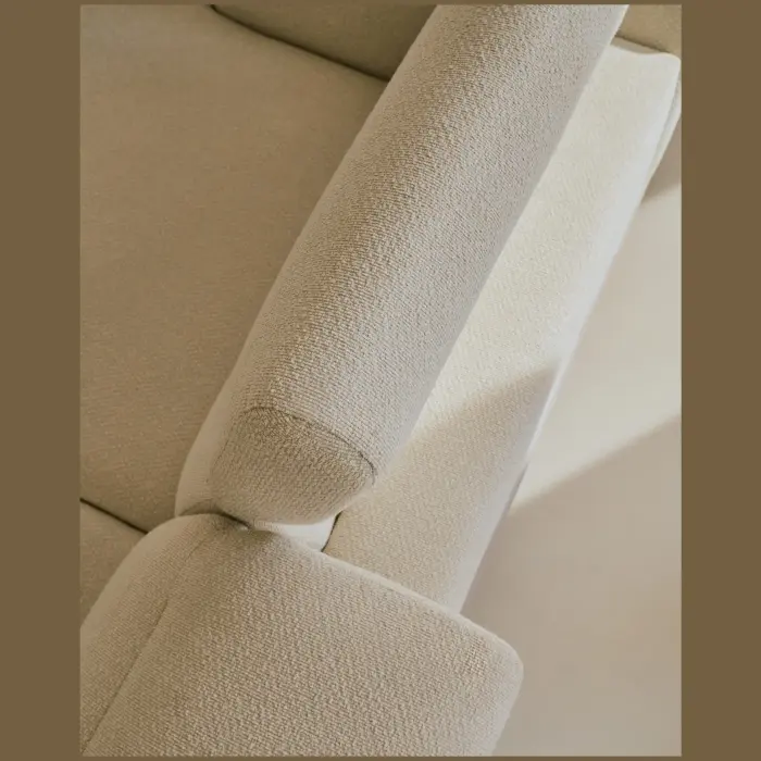 2-местный диван Aurum из шенилла цвета экрю и бежевого металла 210 см