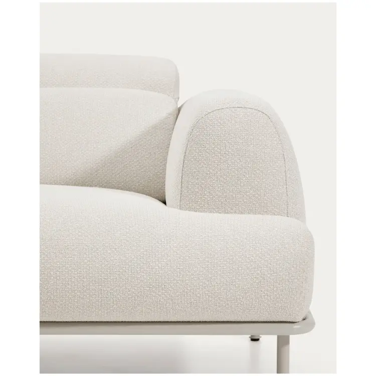 2-местный диван Aurum из шенилла цвета экрю и бежевого металла 210 см