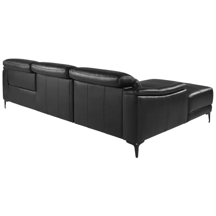 Угловой диван с реклайнером левый 6206/KM6285-L-T541040 из черной кожи