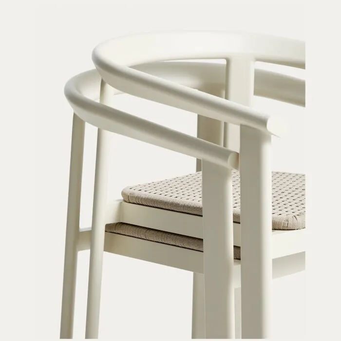 Комплект садовой мебели Erice стол и 4 стула из алюминия и веревки цвета экрю