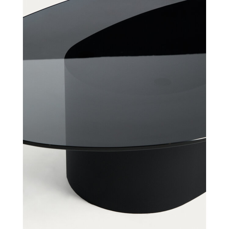 Журнальный столик Olir из черной стали и стекла 140 x 80 см