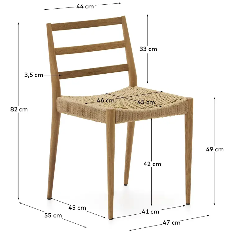 Analy Стул из массива дуба с натуральной отделкой и сиденьем из 100% веревки