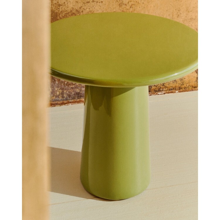 Журнальный столик Albanella из цемента с глянцевой зеленой отделкой Ø65 см