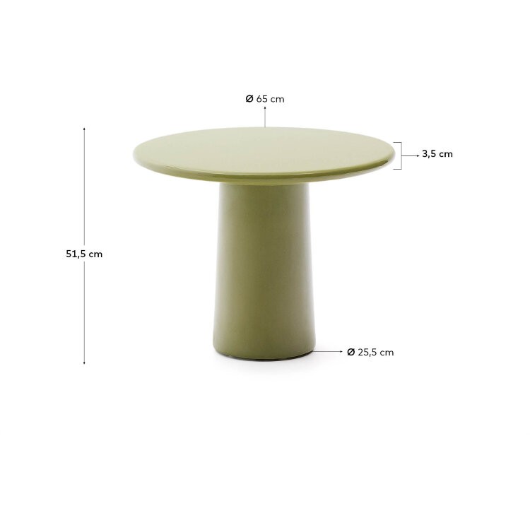 Журнальный столик Albanella из цемента с глянцевой зеленой отделкой Ø65 см