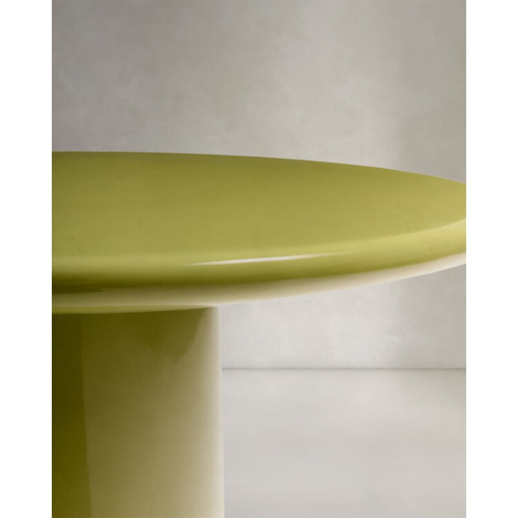 Журнальный столик Albanella из цемента с глянцевой зеленой отделкой Ø65 см