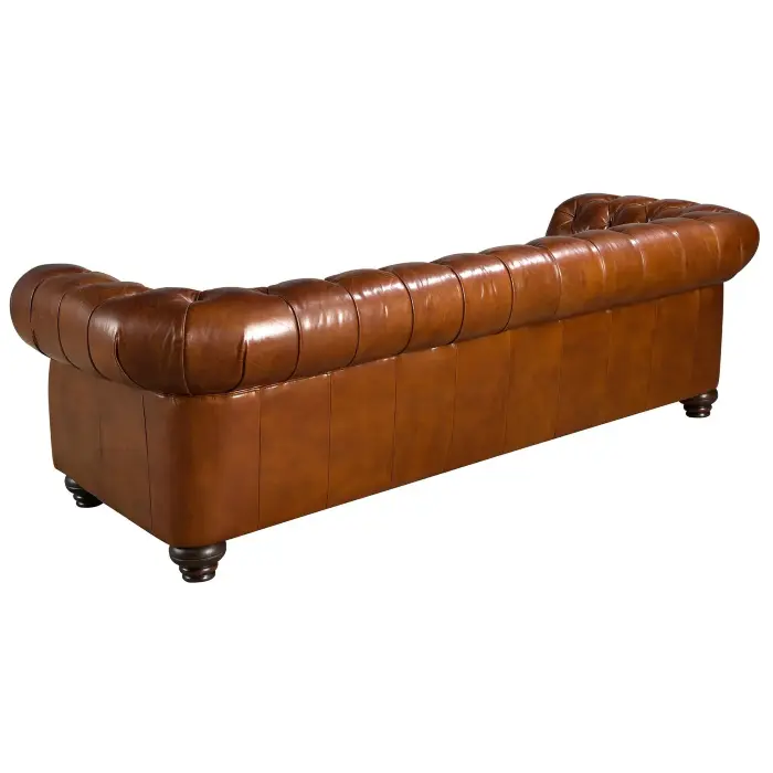 Диван Chester 3-местный из коньячно-коричневой кожи, модель 6228