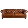 Диван Chester 3-местный из коньячно-коричневой кожи, модель 6228