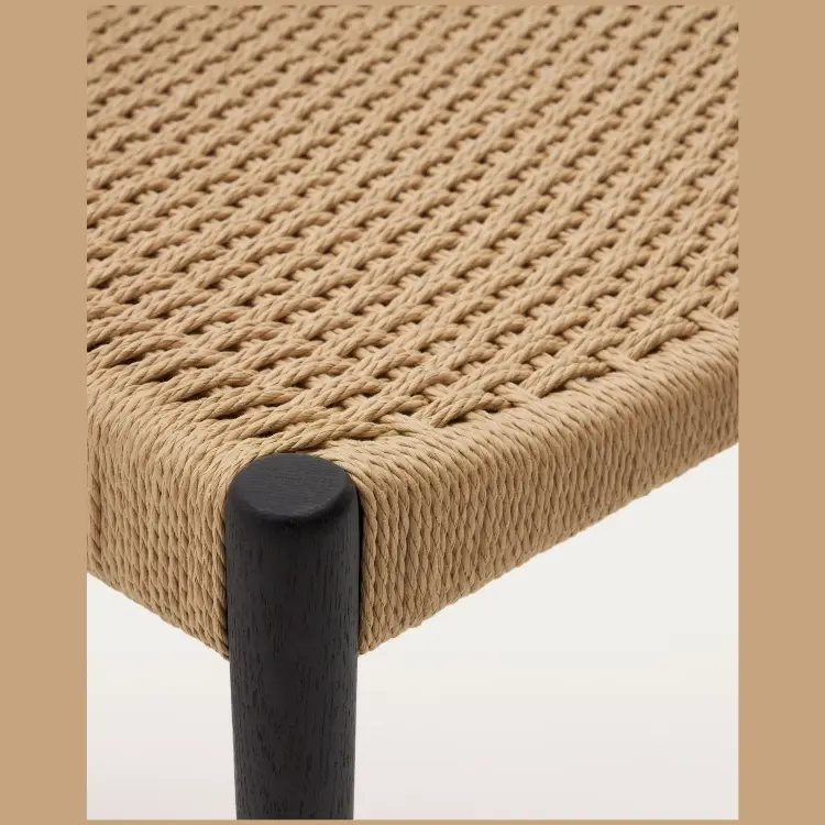 Analy Стул из массива дуба с черной отделкой и сиденьем из 100% веревки