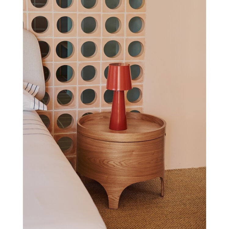 Octavia Прикроватная тумбочка из ясеневой фанеры Ø 55 см