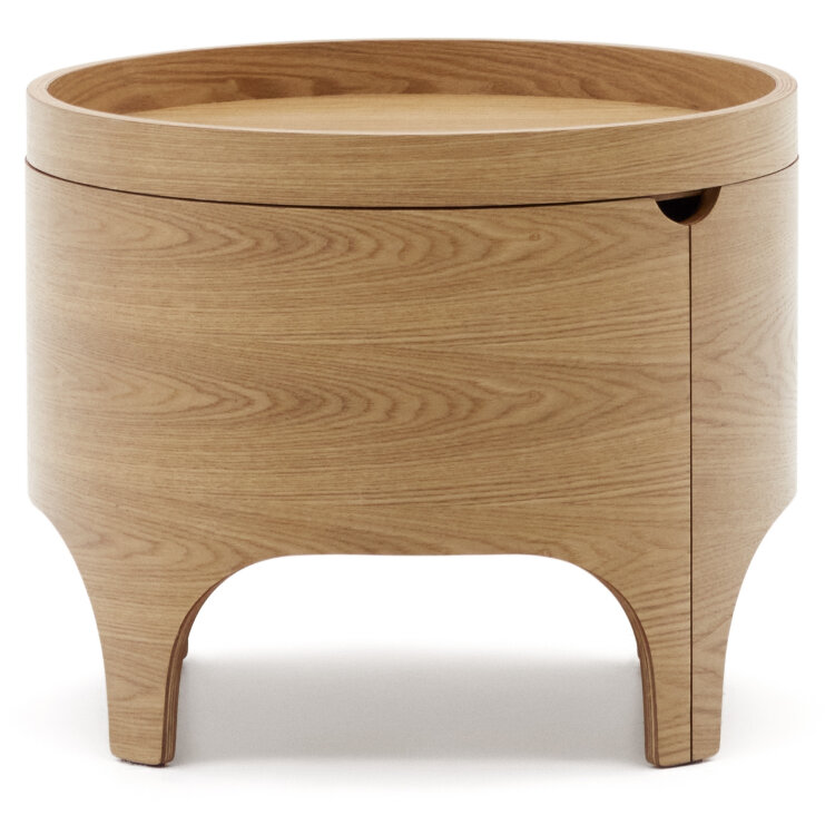 Octavia Прикроватная тумбочка из ясеневой фанеры Ø 55 см