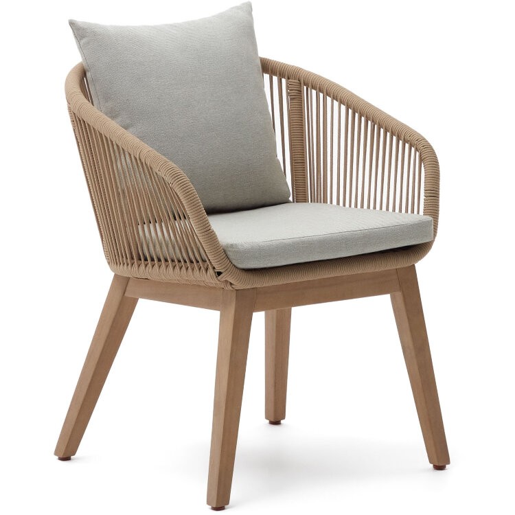 Portalo Стул из бежевого шнура с ножками из массива акации