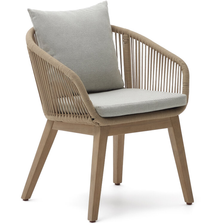 Portalo Стул из бежевого шнура с ножками из массива акации